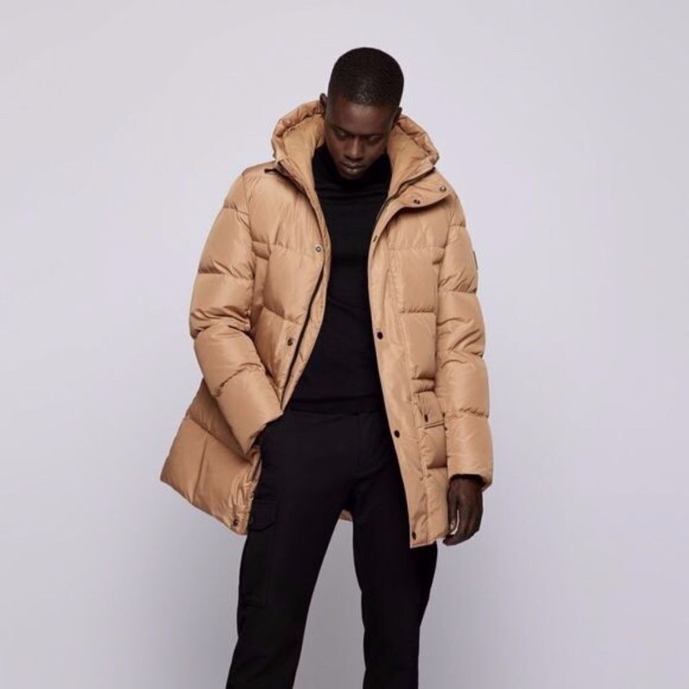 HUGO BOSS DOWN-FILLED PARKA JACKET WITH WATER-REPELLENT FINISH BEIGE